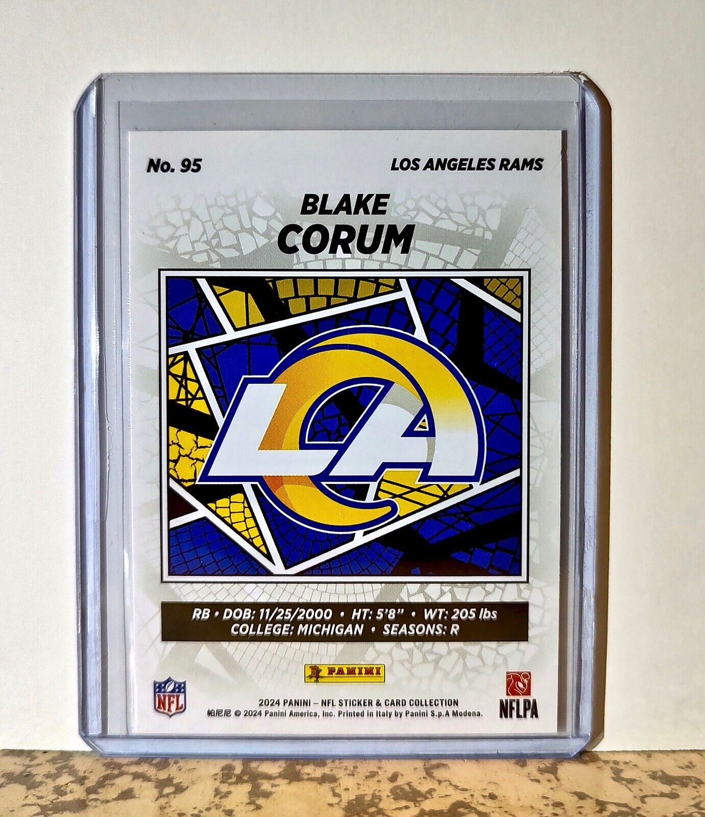 Blake Corum 2024 Panini NFL #95 Rookie Sticker Card Los Angeles Rams