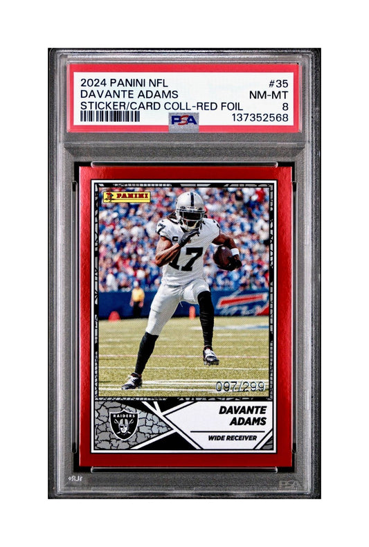 Davante Adams 2024 Panini Sticker Collection 097/299 #35 Red Foil PSA 8 NM-MT