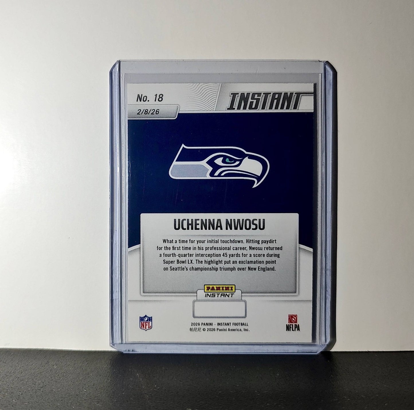 Uchenna Nwosu 2026 Panini NFL Super Bowl LIX Champions #18 Card Seattle Seahawks
