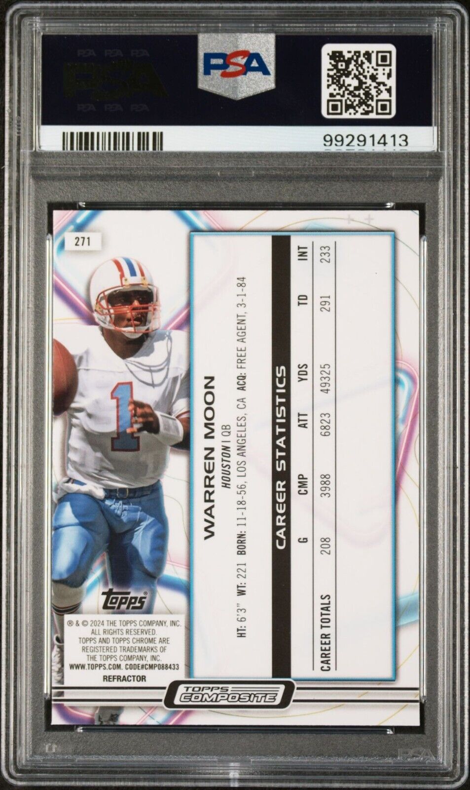 Warren Moon 2023 Topps Chrome Cosmic Refractor NFL #271 Card PSA 10 Gem Mint