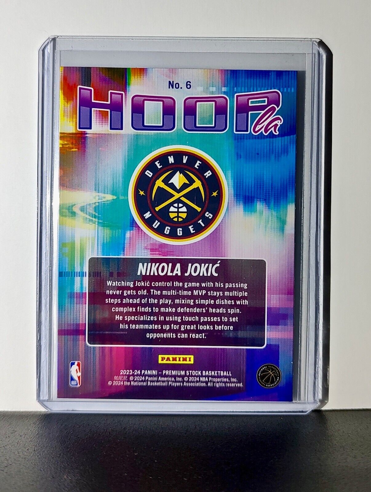 Nikola Jokic 2023-24 Panini Premium Stock NBA Hoops #6 Hoopla Card Nuggets
