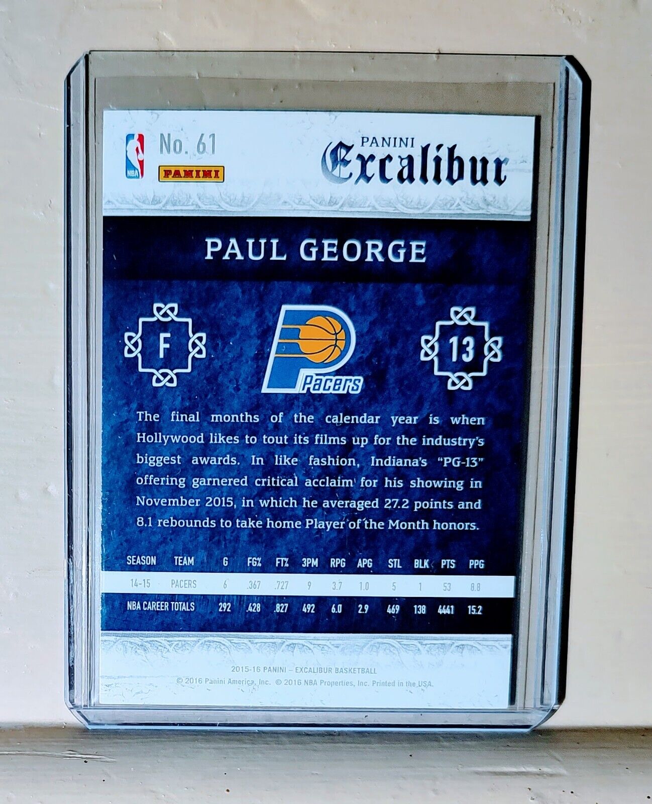 Paul George 2015-16 Panini Excalibur Basketball NBA #61 Card