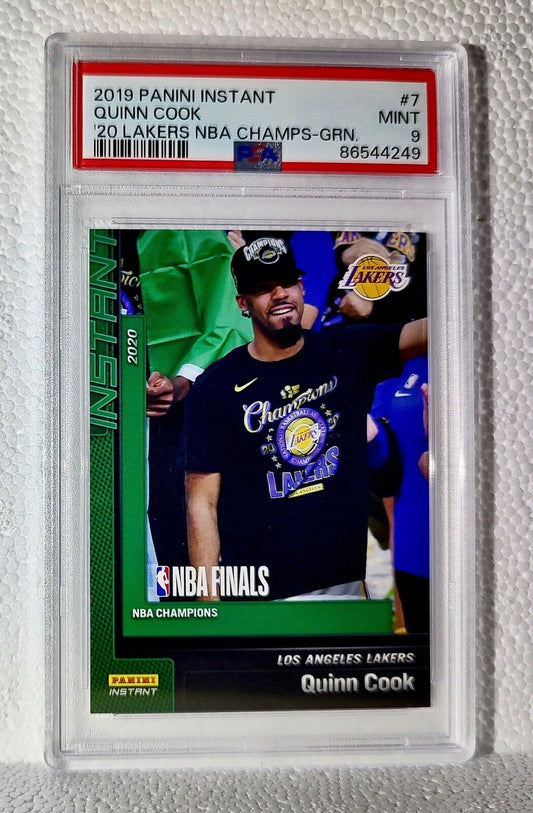 Quinn Cook 2020 Panini LA Lakers NBA Champions #7 Green Card 10/10 PSA 9 Mint