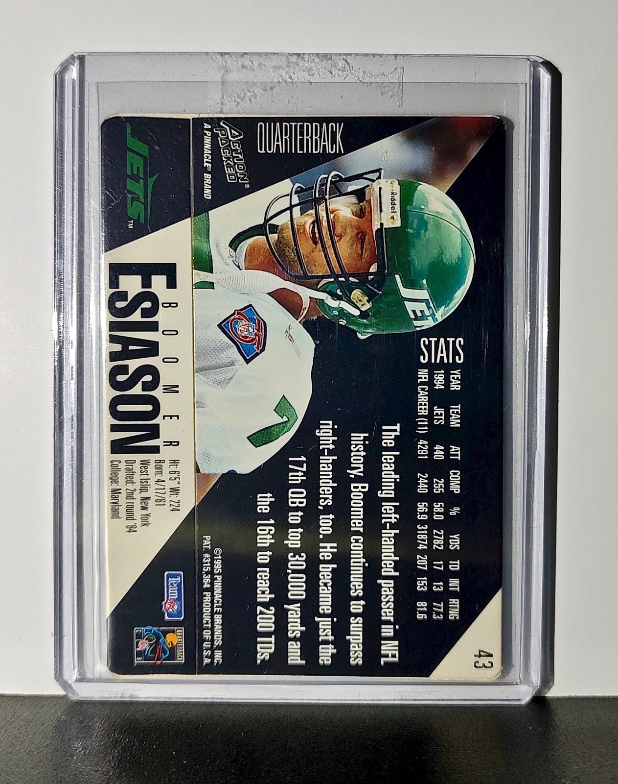 Boomer Esiason 1995 Pinnacle NFL #43 Card New York Jets