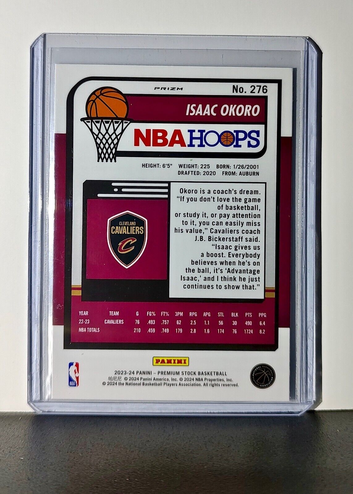 Isaac Okoro 2023-24 Panini Premium NBA Hoops #276 Disco Prizm Card Cavaliers