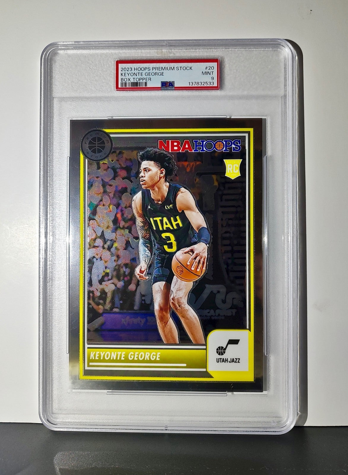 Keyonte George 2023 Panini Premium Stock NBA Hoops #20 Jumbo Rookie PSA 9 Mint