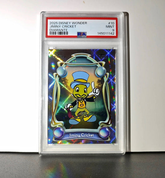 Jiminy Cricket 2025 Topps Disney Wonder #10 Winter Variant Card Pinocchio PSA 9