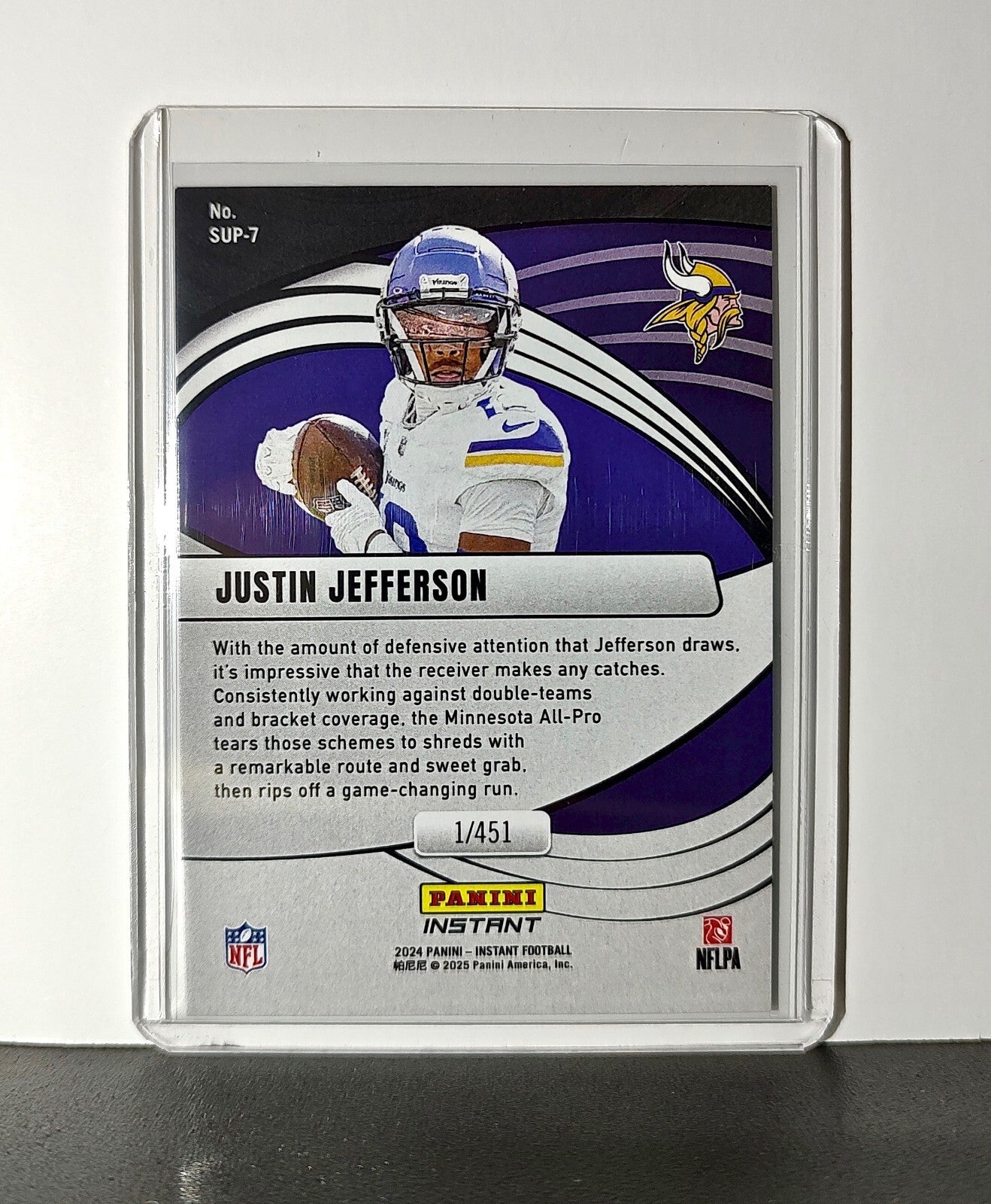 Justin Jefferson 2024 Panini Supernova NFL #7 Football Card Vikings 1/451