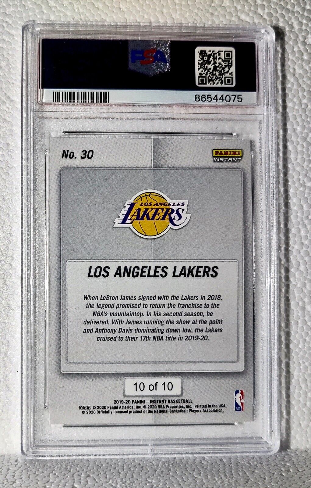 Los Angeles Lakers 2020 Panini NBA Champions #30 Green Card 10/10 PSA 9 Mint