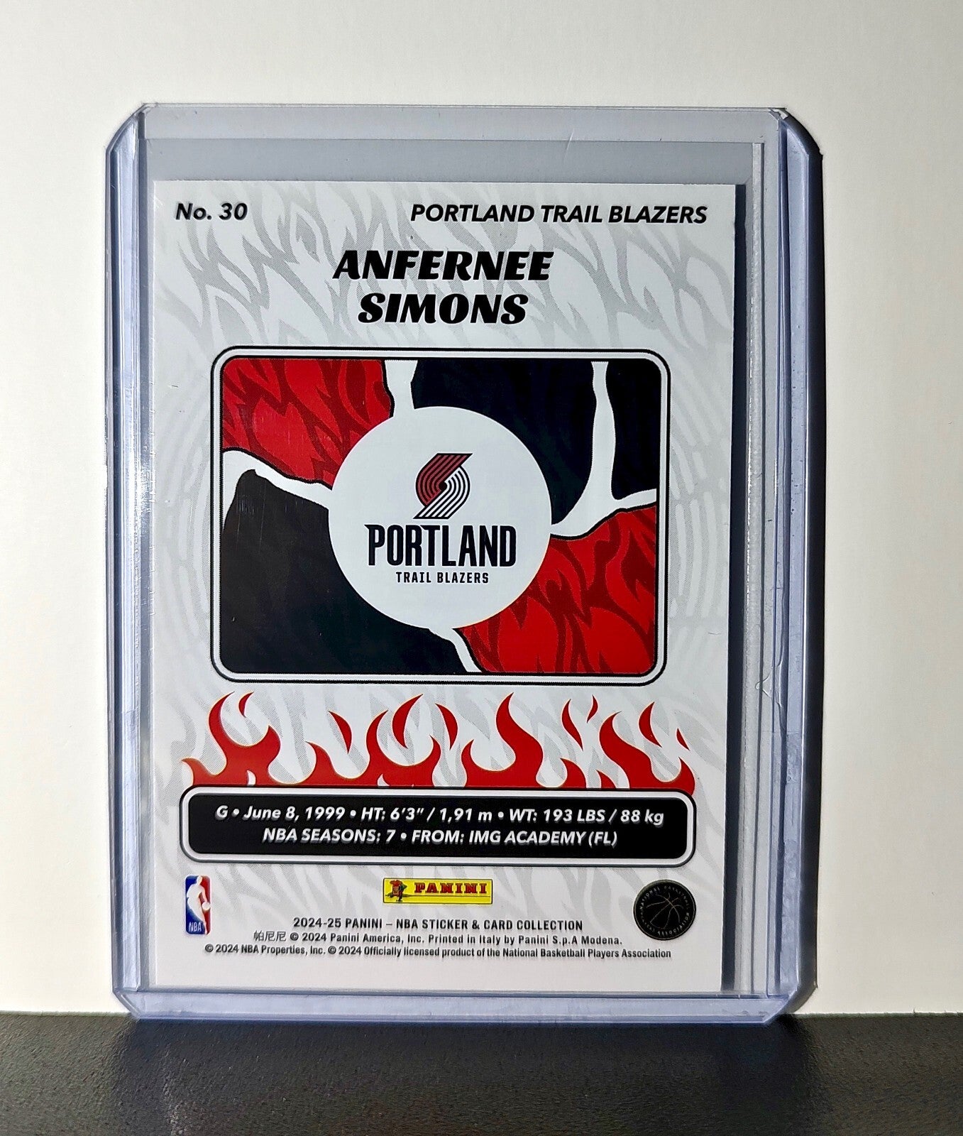 Anfernee Simons 2024-25 Panini NBA #30 Sticker Card Portland Trail Blazers