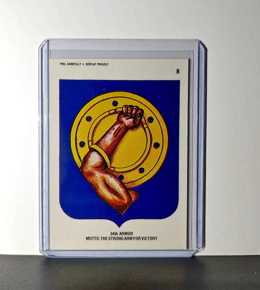 34th Armor Motto: The Strong Arm for Victory 1991 Topps Desert Storm #8 Sticker