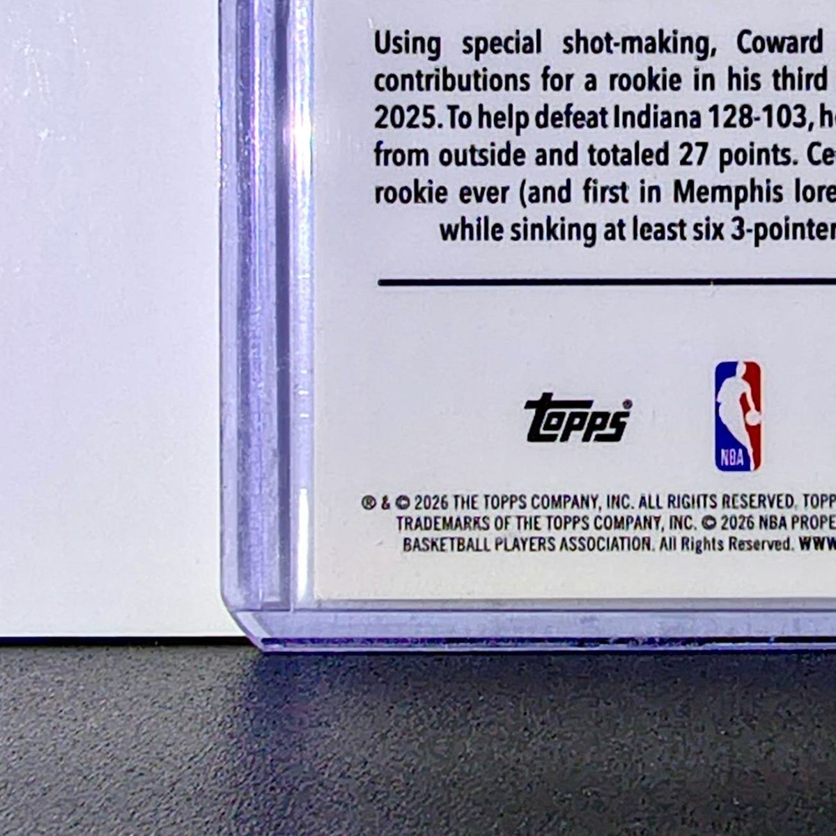 Cedric Coward Rookie 2025-26 NBA Topps Chrome Update Refractor #161 Grizzlies