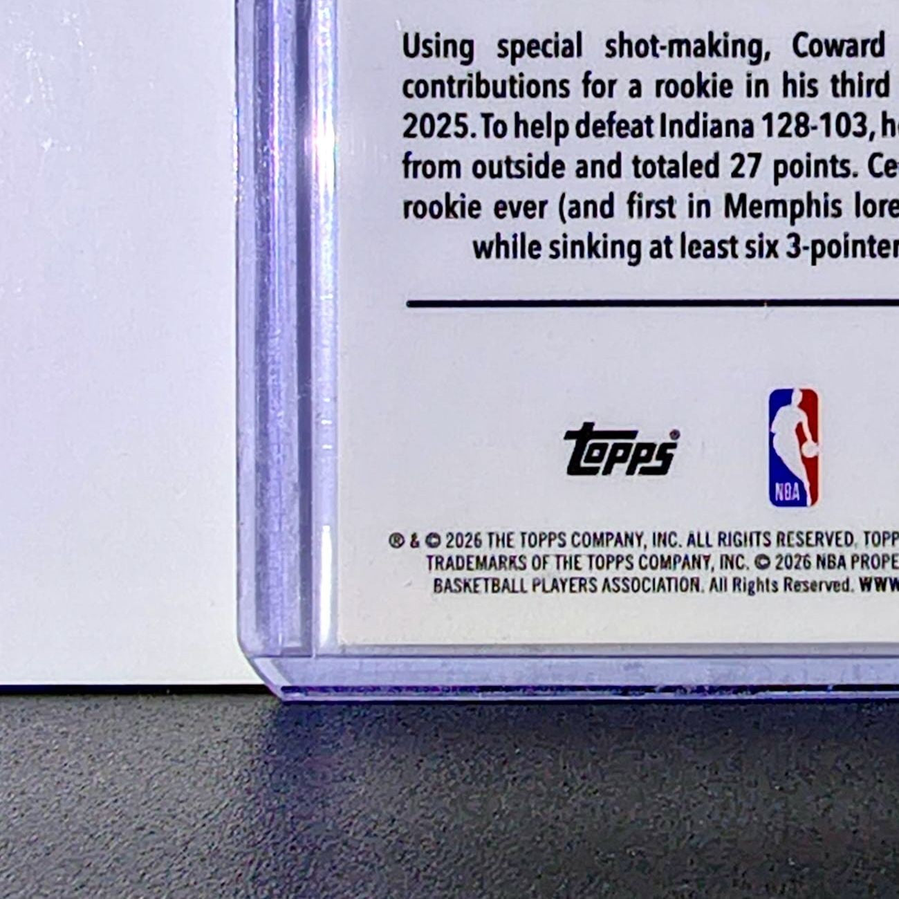 Cedric Coward Rookie 2025-26 NBA Topps Chrome Update Refractor #161 Grizzlies