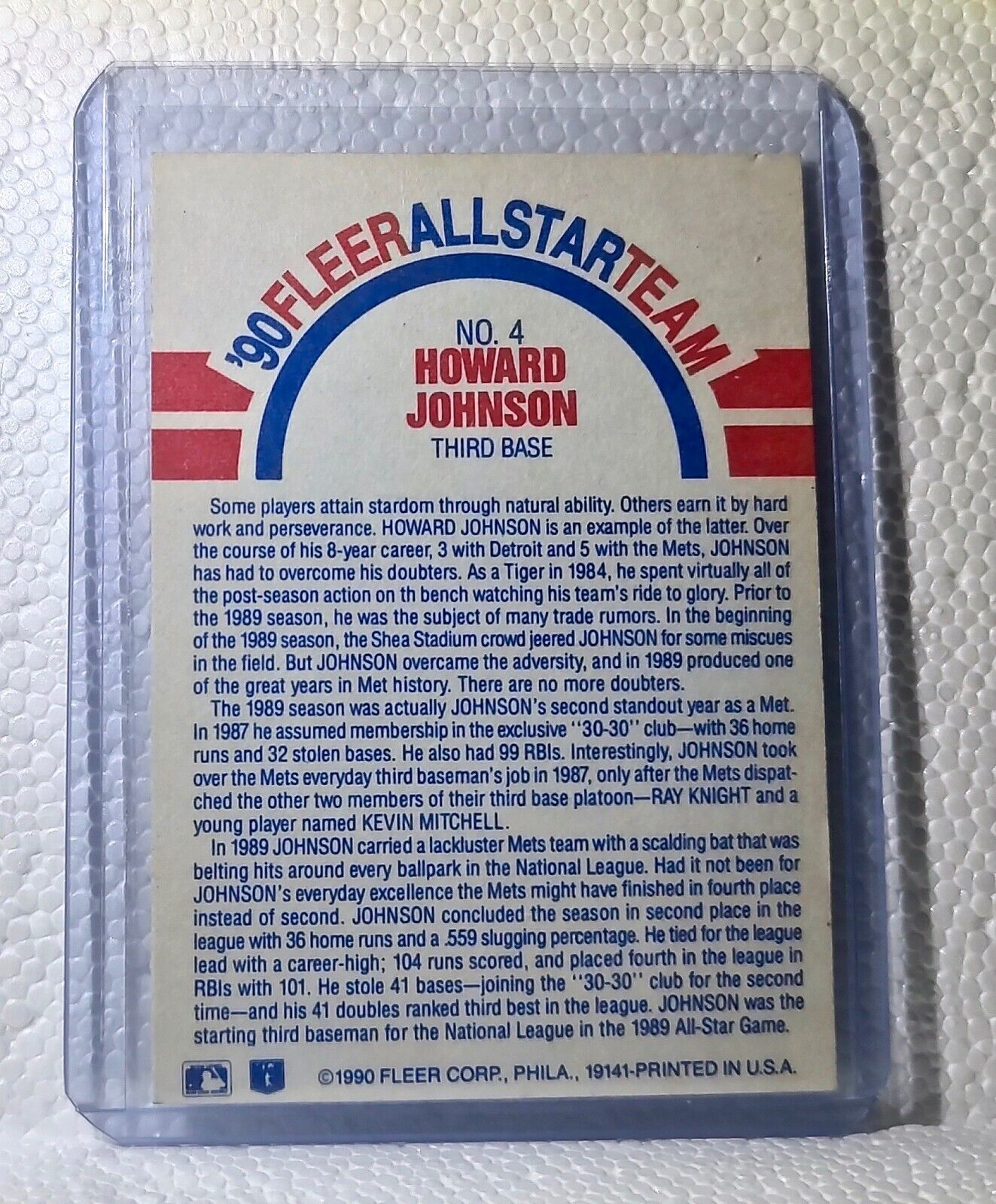 Howard Johnson 1990 Fleer MLB #4 Baseball Card New York Mets