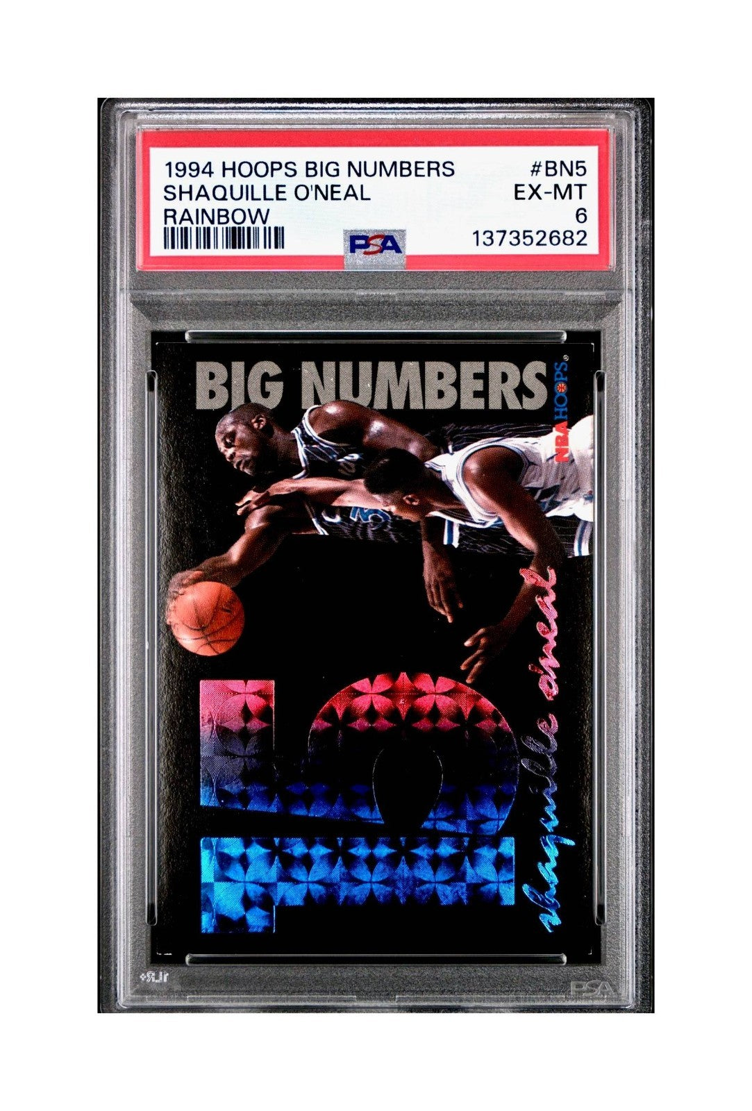 Shaquille O'Neal 1994 NBA Hoops Big Numbers #BN5 Rainbow PSA 6 EX-MT
