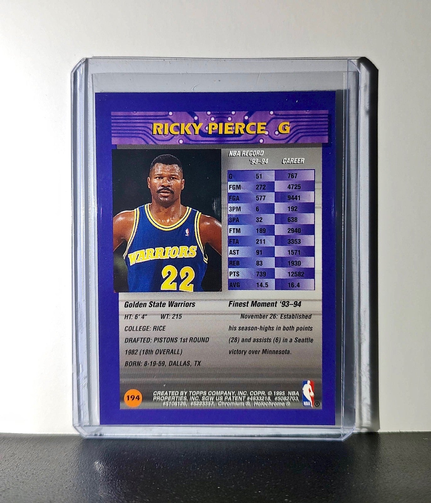 Ricky Pierce 1994-95 Topps Finest #194 Basketball Card