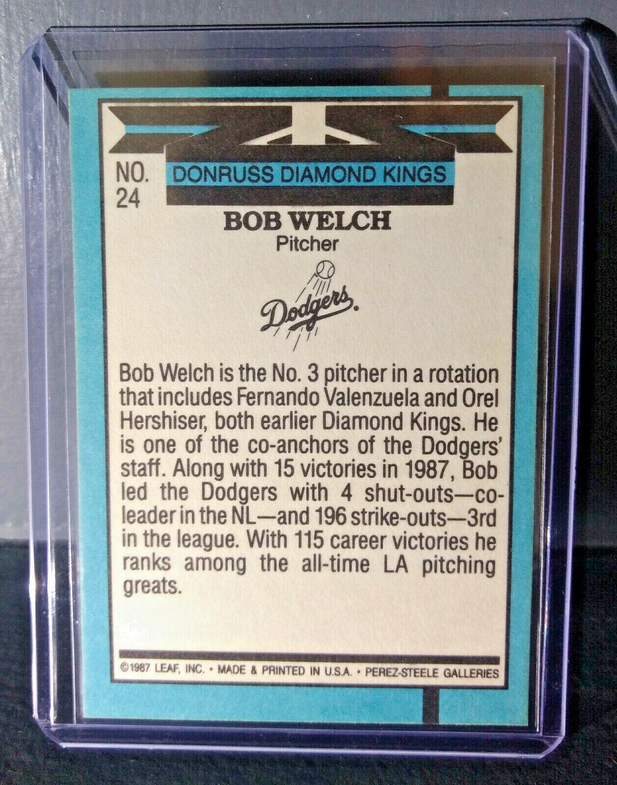 1988 Bob Welch Donruss Diamond Kings #24 Baseball Card