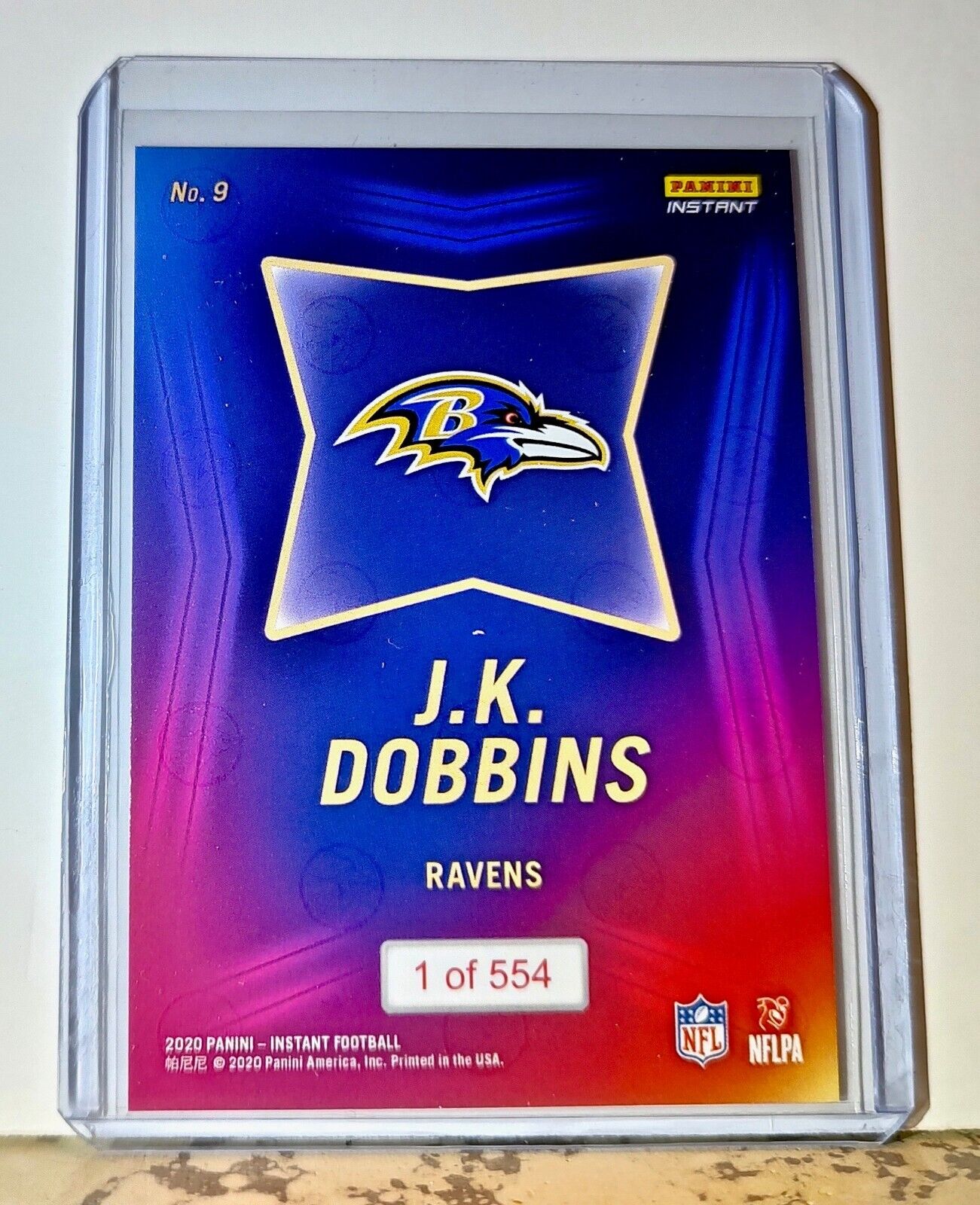 J.K. Dobbins 2020 NFL Draft Night NFL #9 Football Card Ravens 1 of 554