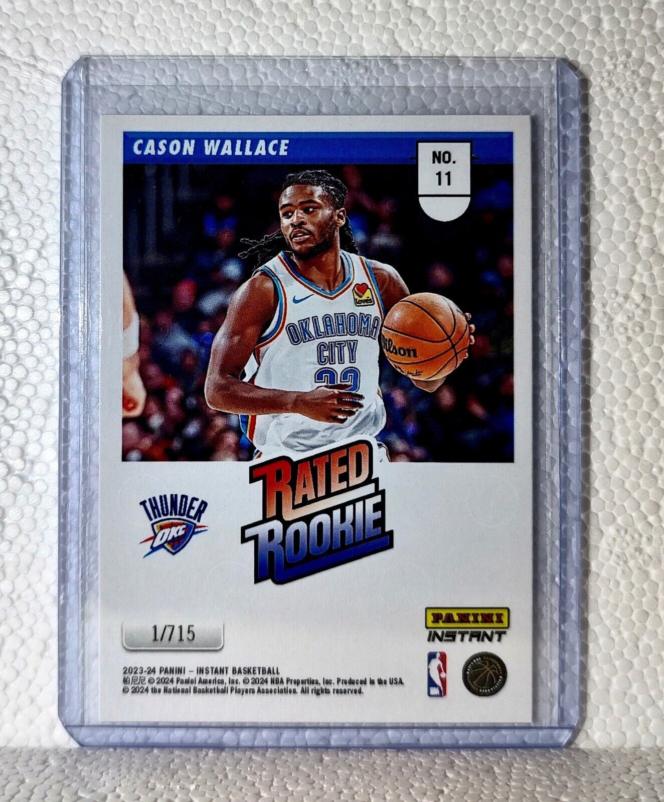 Cason Wallace 2023-24 Panini NBA #11 Rated Rookie Retro Card Thunder 1/715