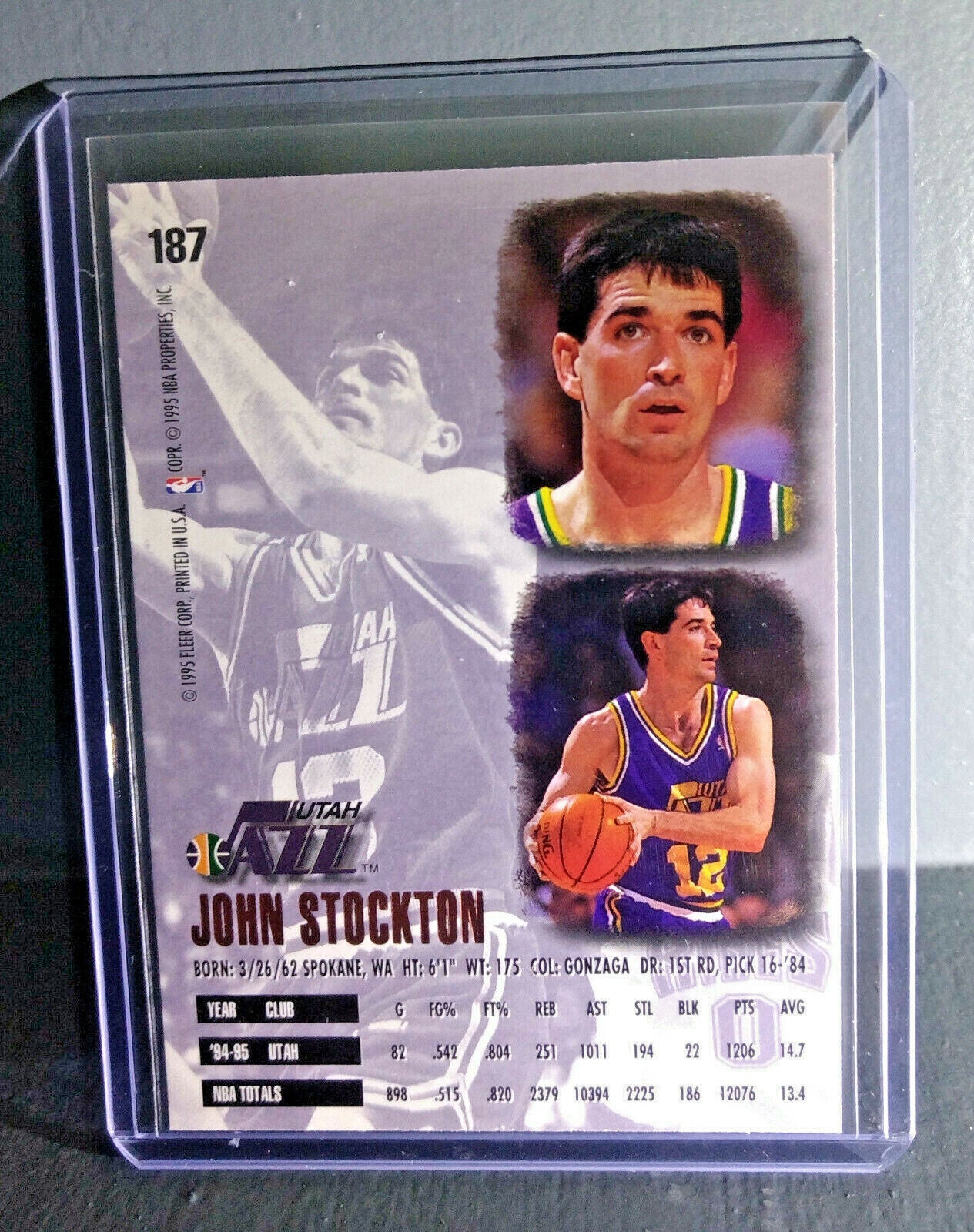 1995-96 John Stockton Fleer Ultra #187 Basketball Card