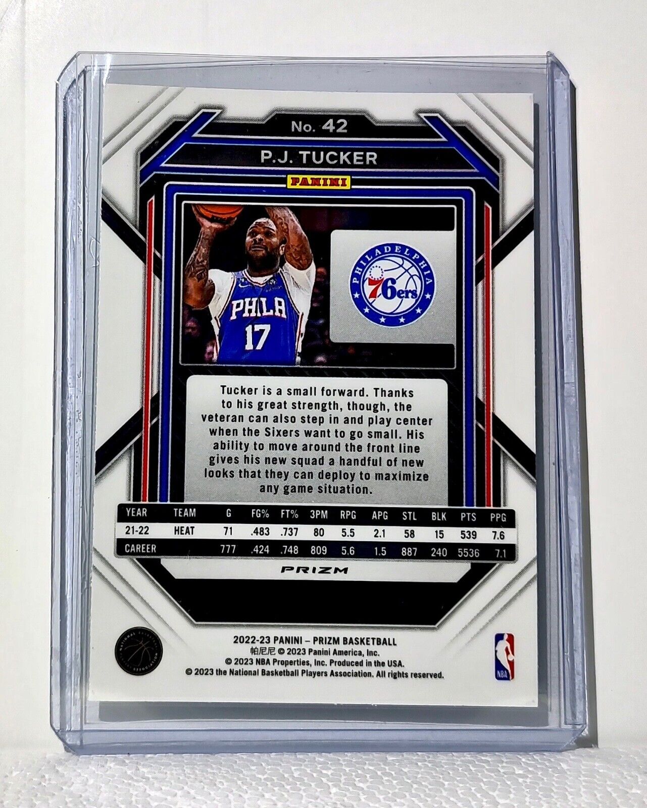 PJ Tucker 2022-23 Panini Green Prizm NBA #42 Basketball Card Philadelphia 76ers