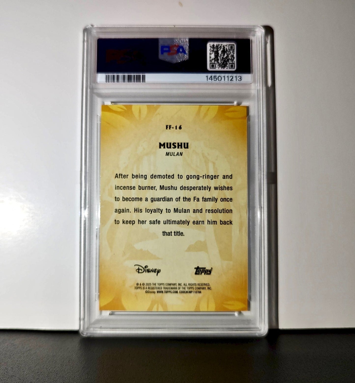 Mushu 2025 Topps Disney #FF-16 Furry Friends Card Mulan PSA 8