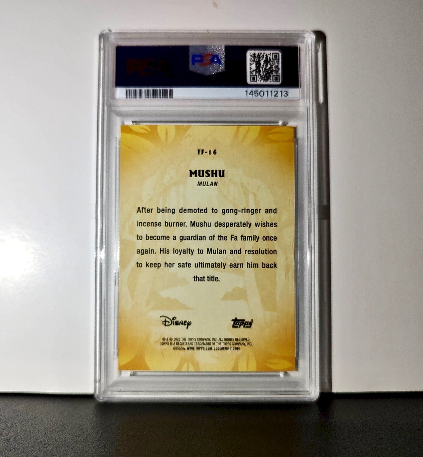 Mushu 2025 Topps Disney #FF-16 Furry Friends Card Mulan PSA 8