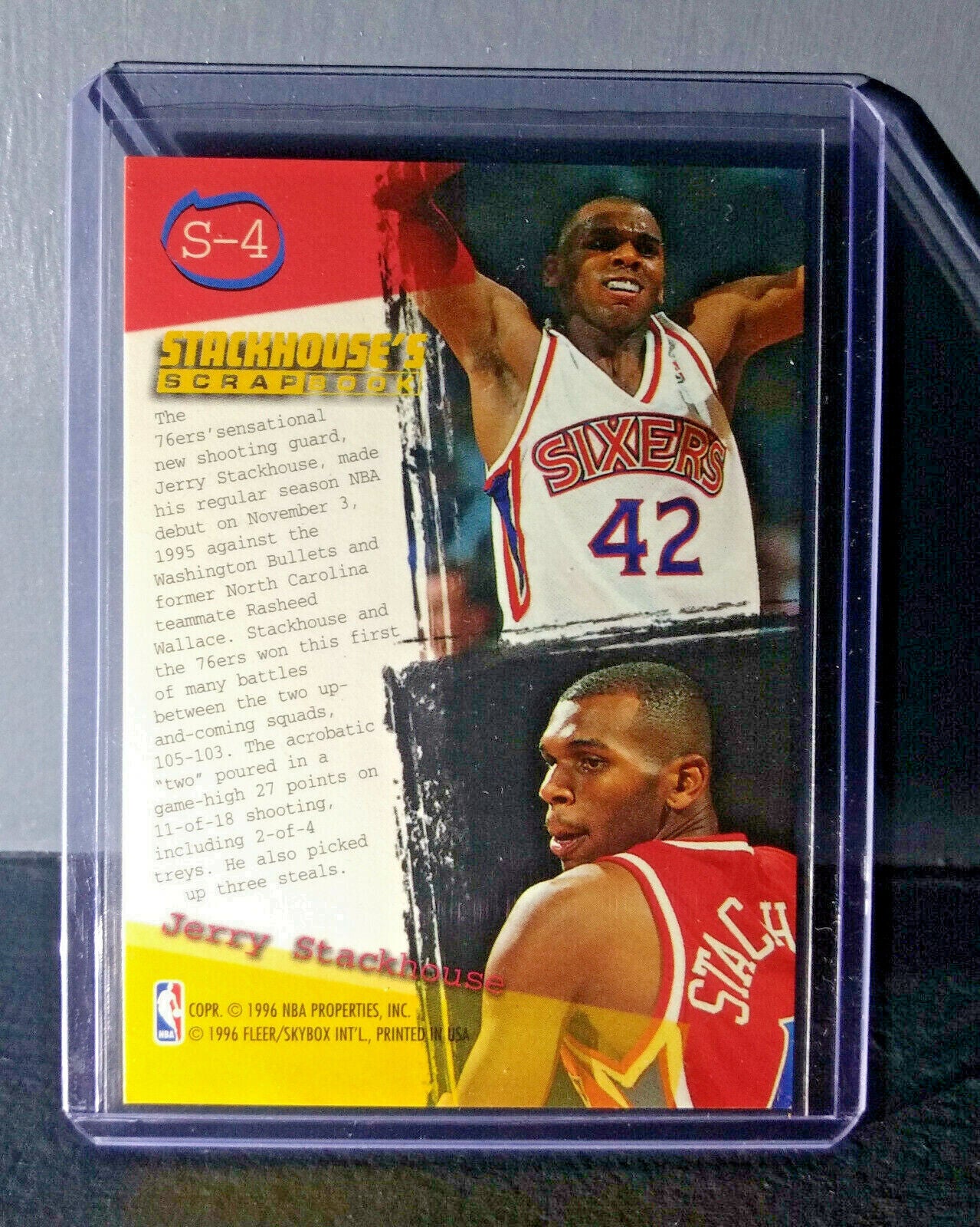 1995-96 Jerry Stackhouse Fleer Ultra Stackhouse's Scrapbook #S-4 Basketball Card