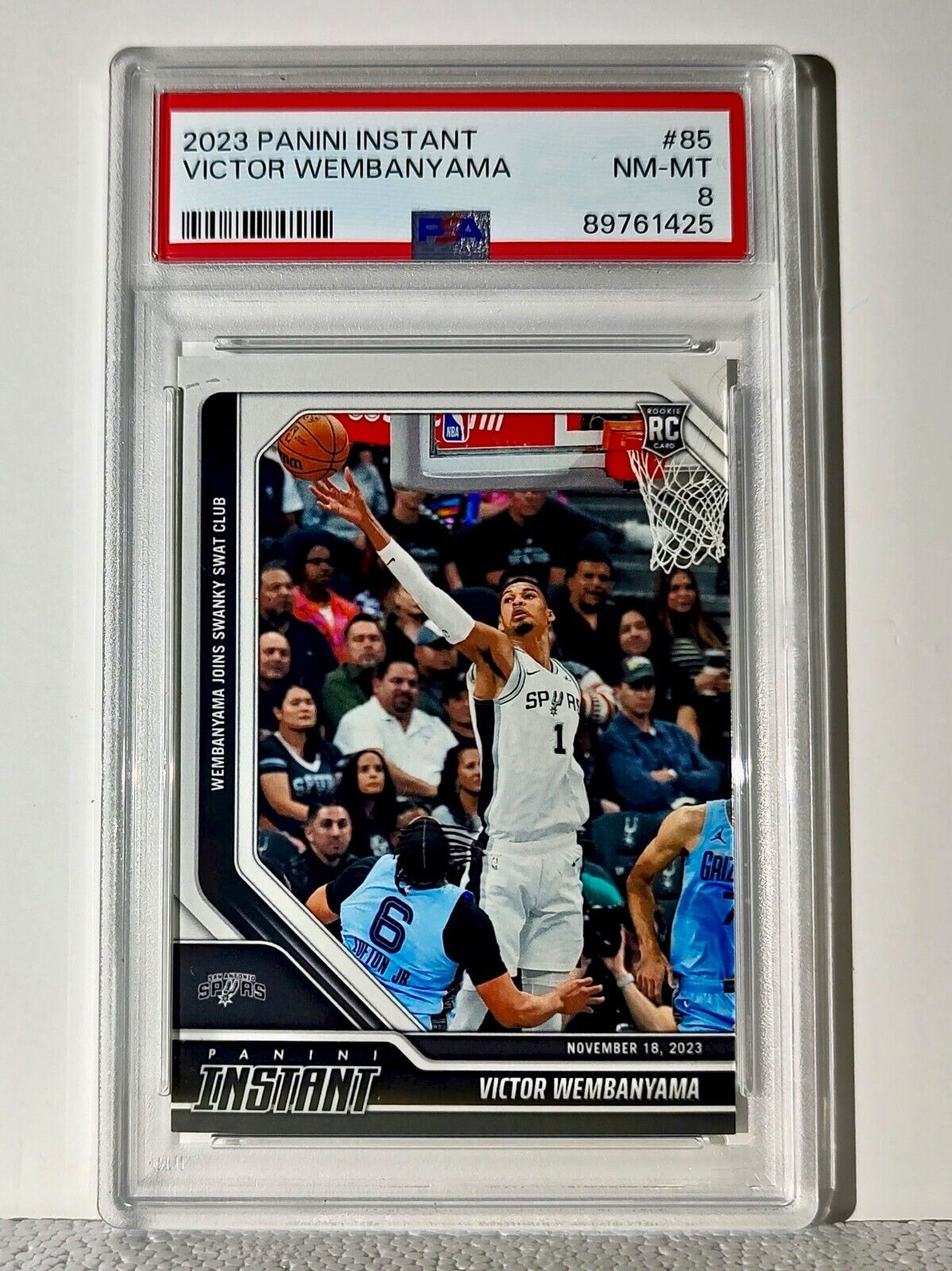 Victor Wembanyama 2023-24 Panini #85 NBA Rookie Card 1 of 6841 PSA 8 Near-Mint