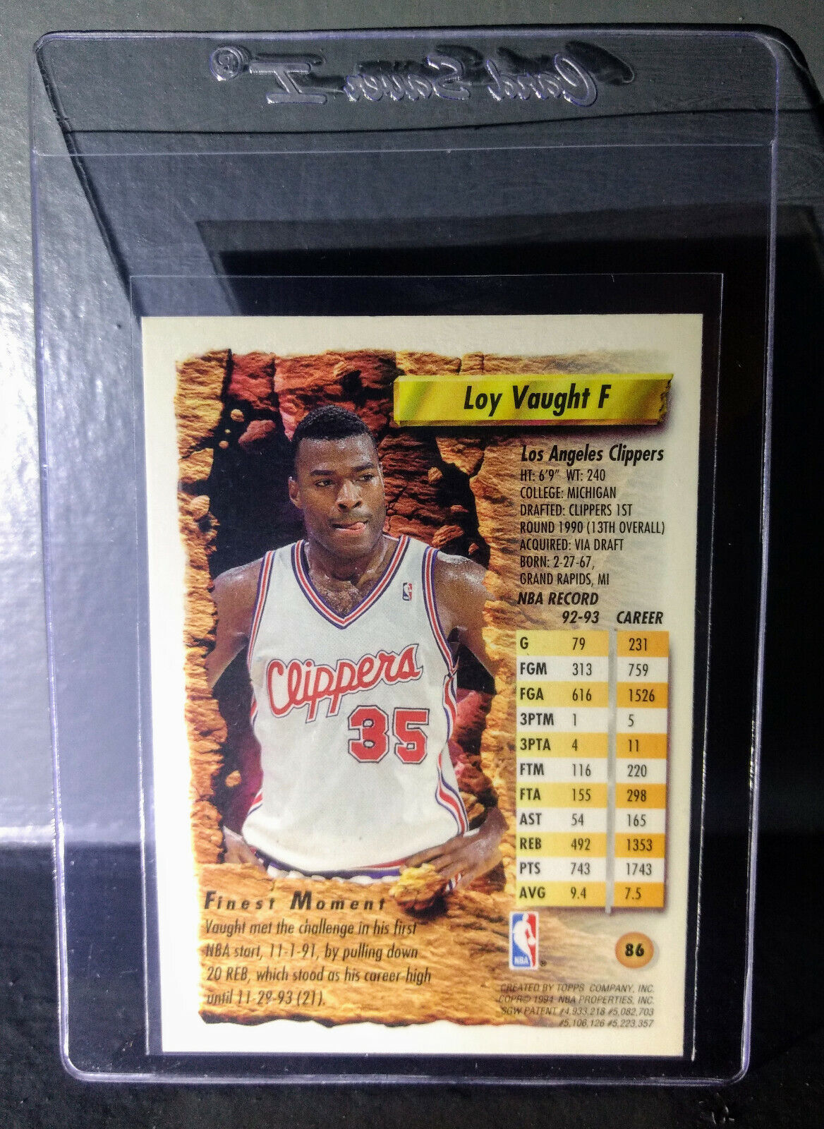 1993-94 Topps Finest Loy Vaught #86 Basketball Card