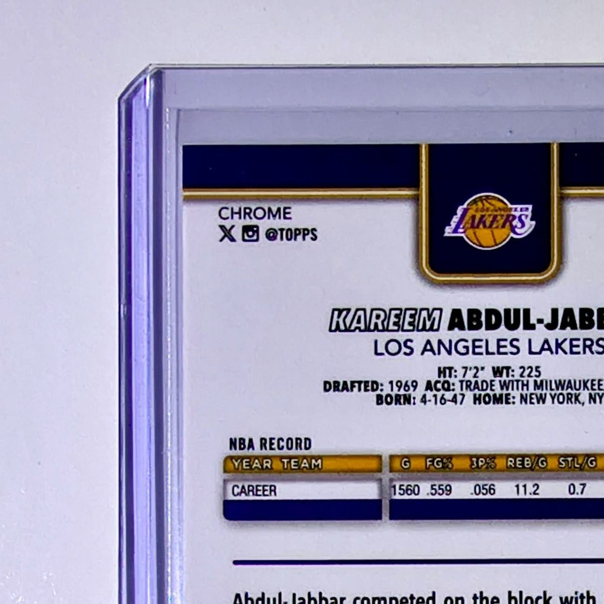 Kareem Abdul-Jabbar 2025-26 NBA Topps Chrome Update X-Fractor #144 Card Lakers
