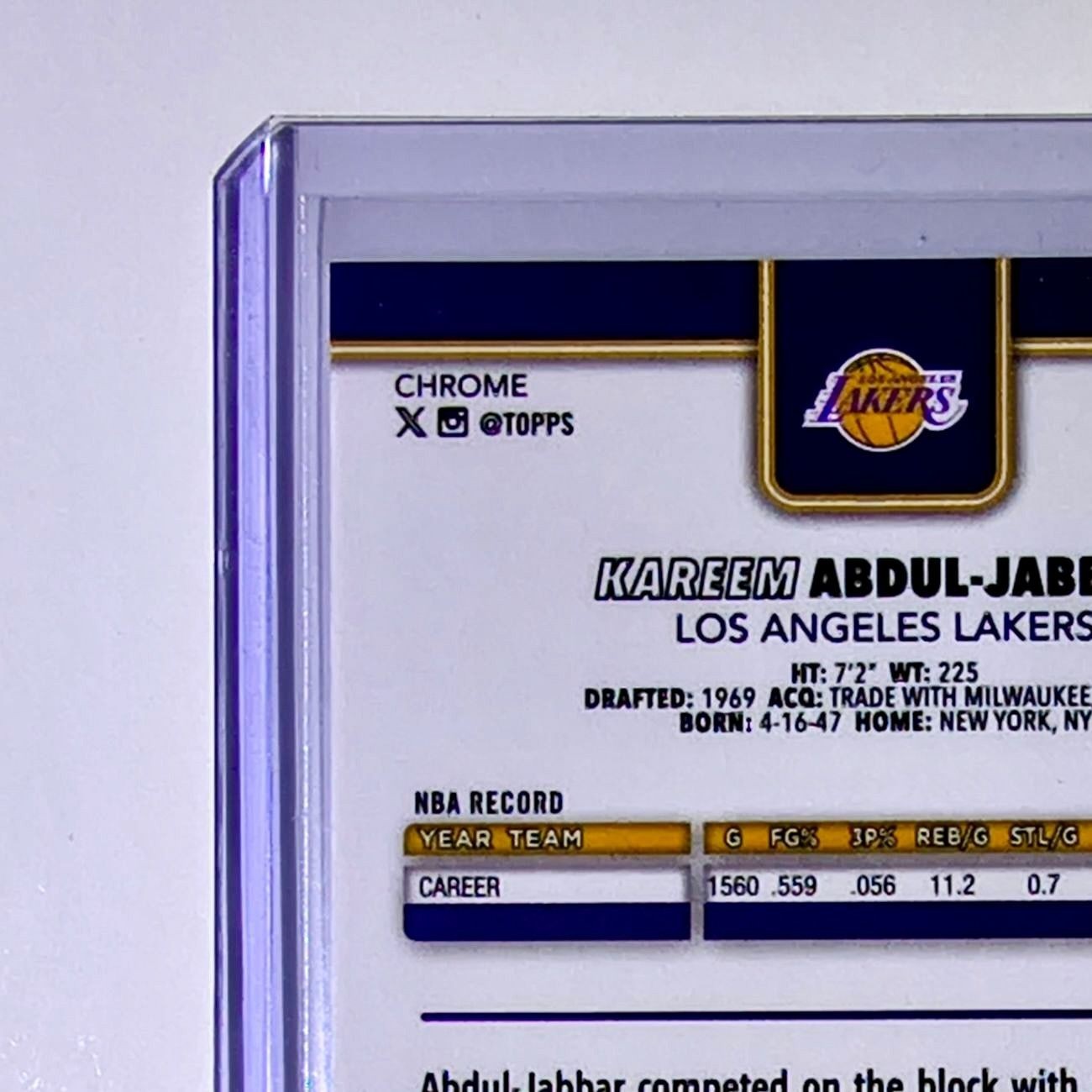 Kareem Abdul-Jabbar 2025-26 NBA Topps Chrome Update X-Fractor #144 Card Lakers