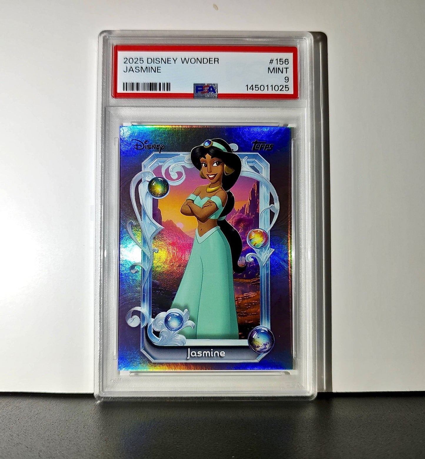 Jasmine 2025 Topps Disney Cartoon Princess #156 Card Aladdin PSA 9