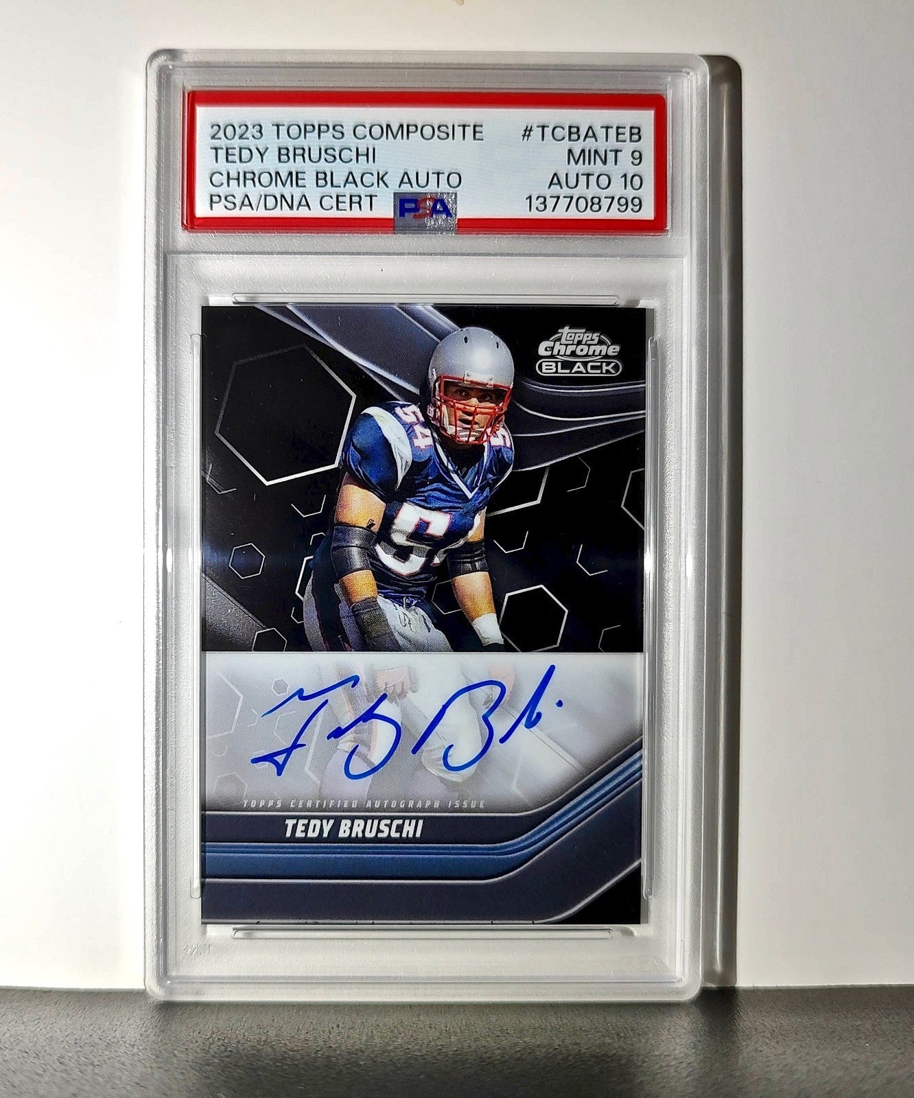 Tedy Bruschi 2023 Topps Chrome Black #TCBA-TEB PSA 9 Auto 10