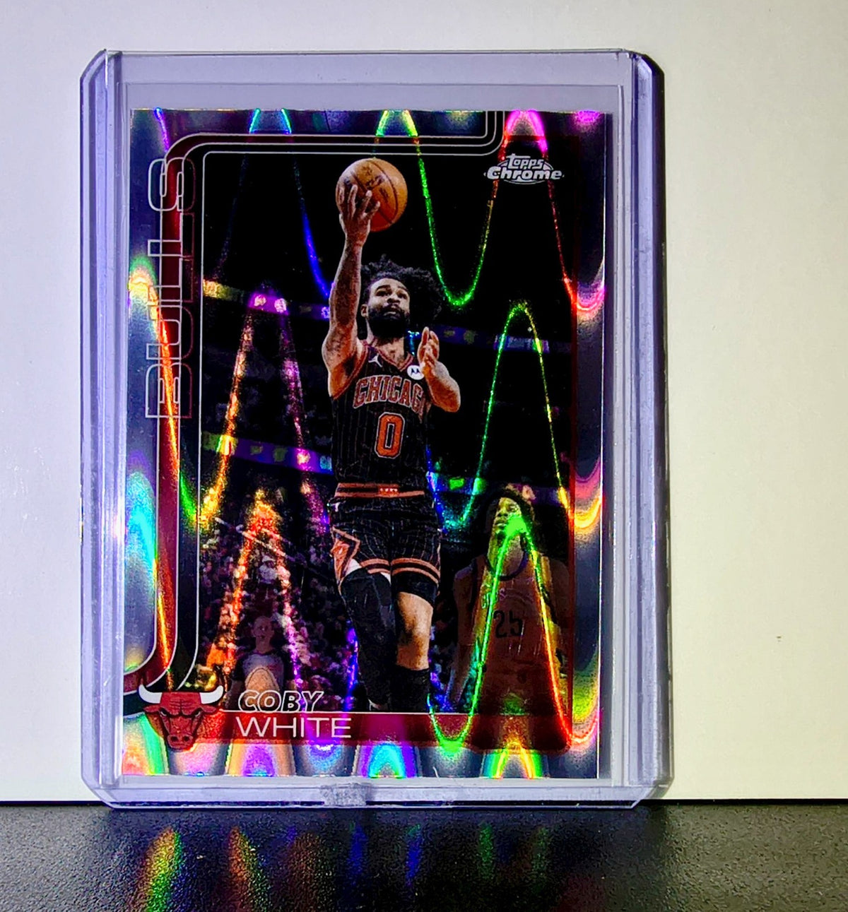 Coby White 2025-26 NBA Topps Chrome Update RayWave Refractor #93 Card Bulls