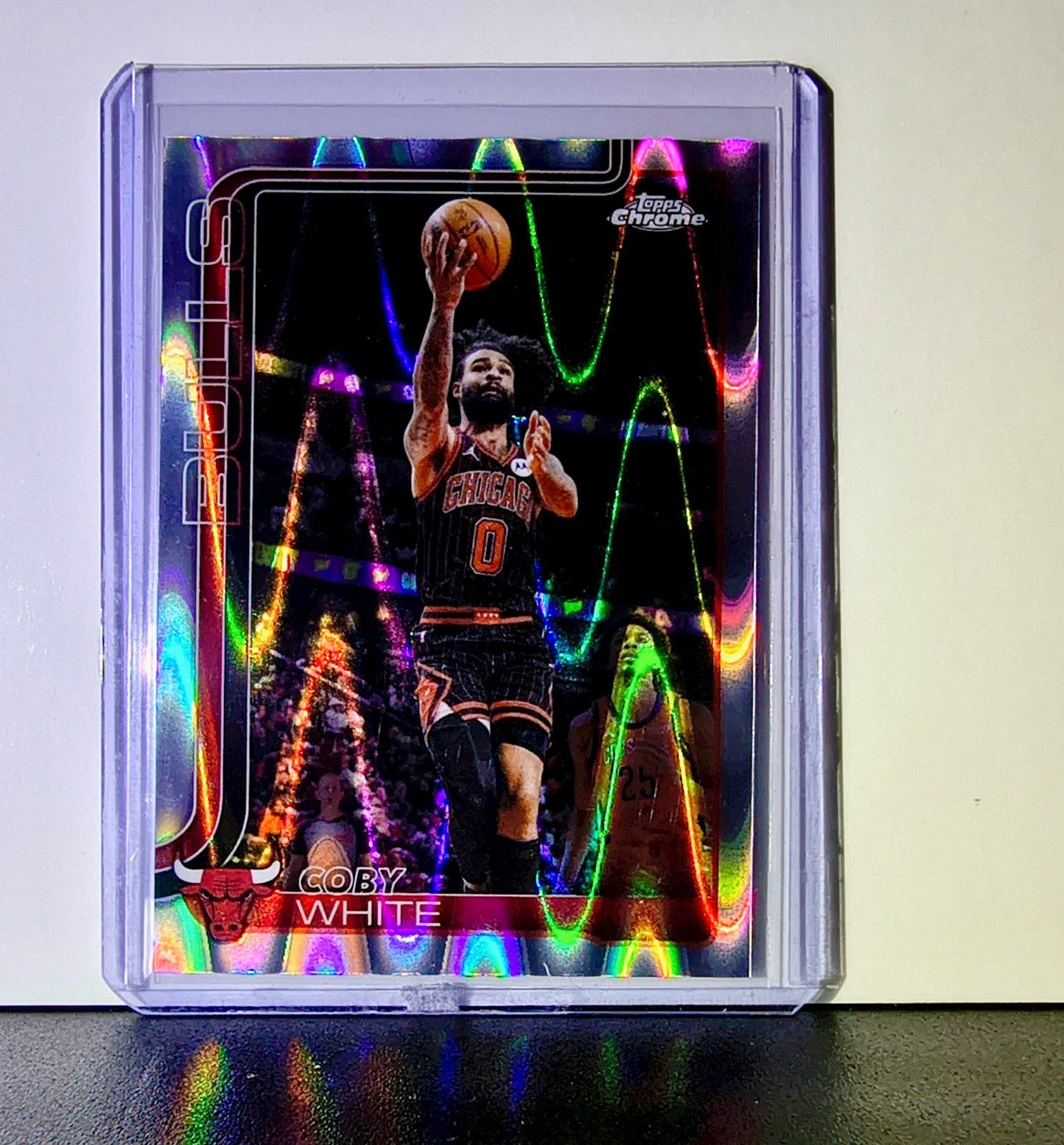 Coby White 2025-26 NBA Topps Chrome Update RayWave Refractor #93 Card Bulls