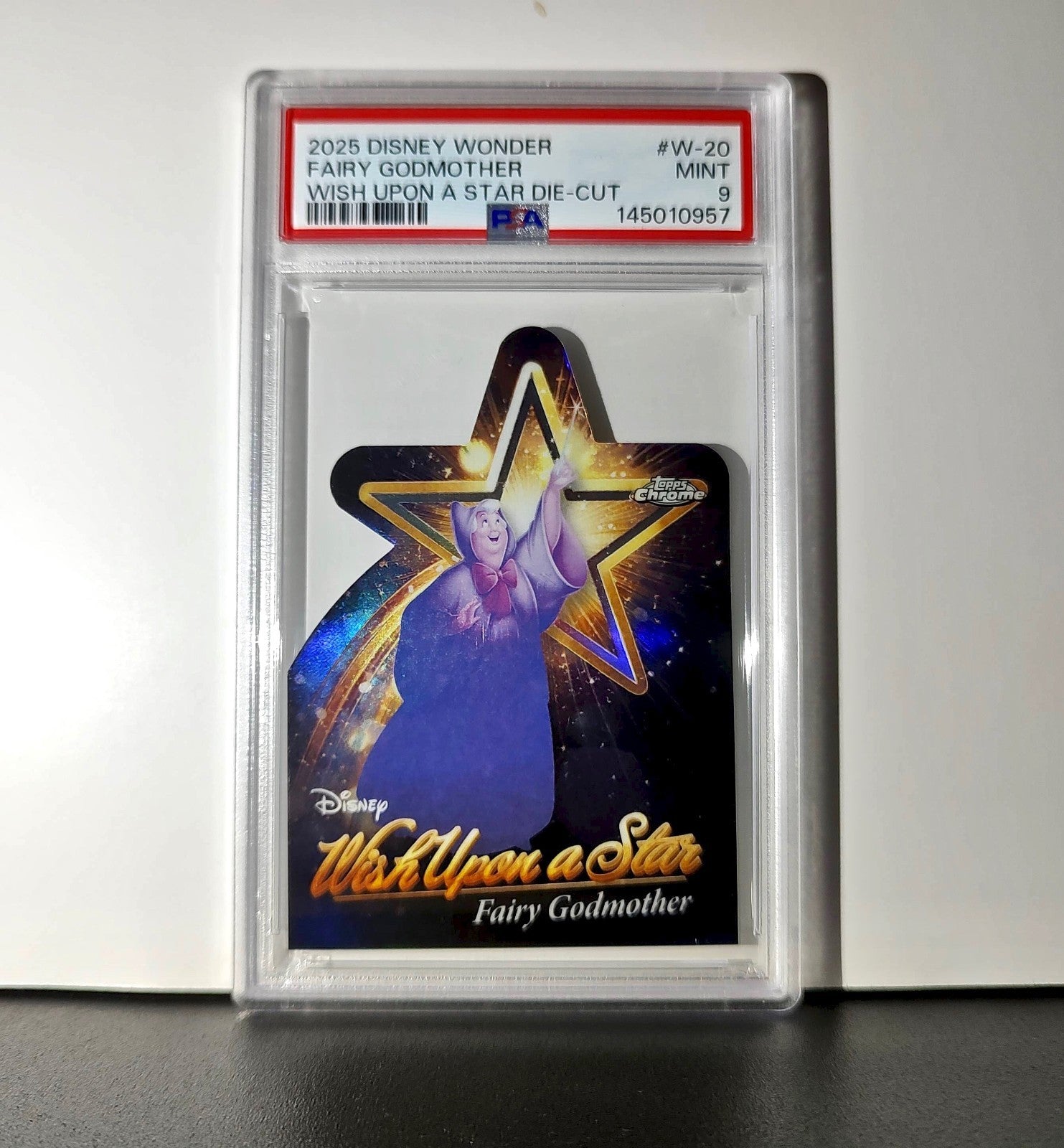 Fairy Godmother 2025 Topps Chrome Disney #W-20 Wish Upon A Star Die Cut PSA 9