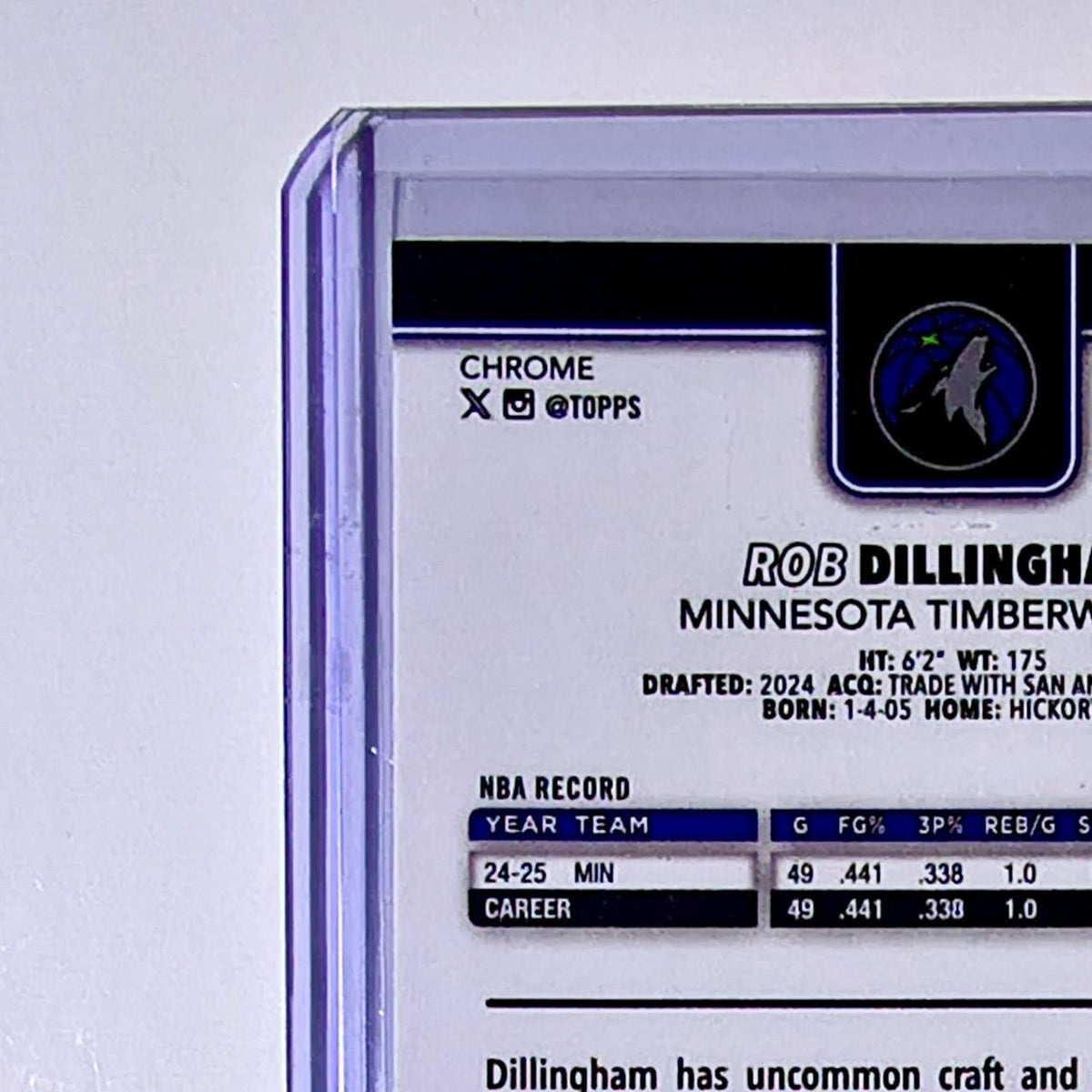 Rob Dillingham 2025-26 NBA Topps Chrome Update #105 Card Minnesota Timberwolves