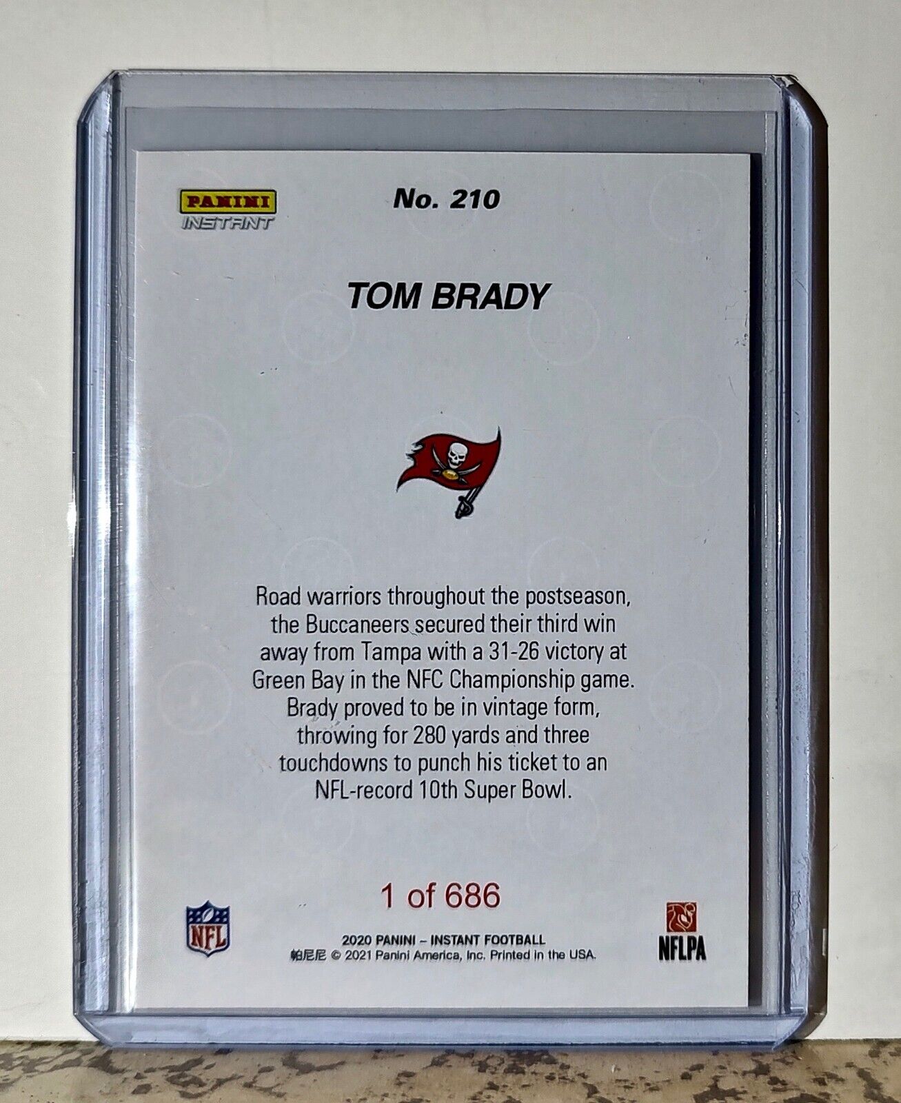 Tom Brady 2020 Panini NFL #210 Football Card Tampa Bay Buccaneers 1 of 686