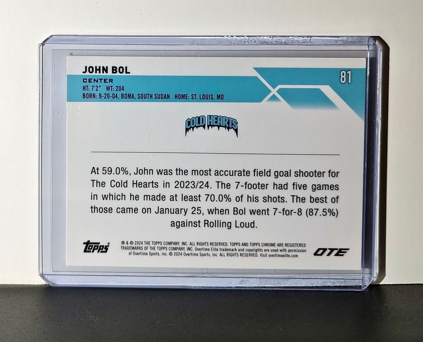 John Bol Rookie Card 2023-24 Topps Chrome Overtime #81 Cold Hearts