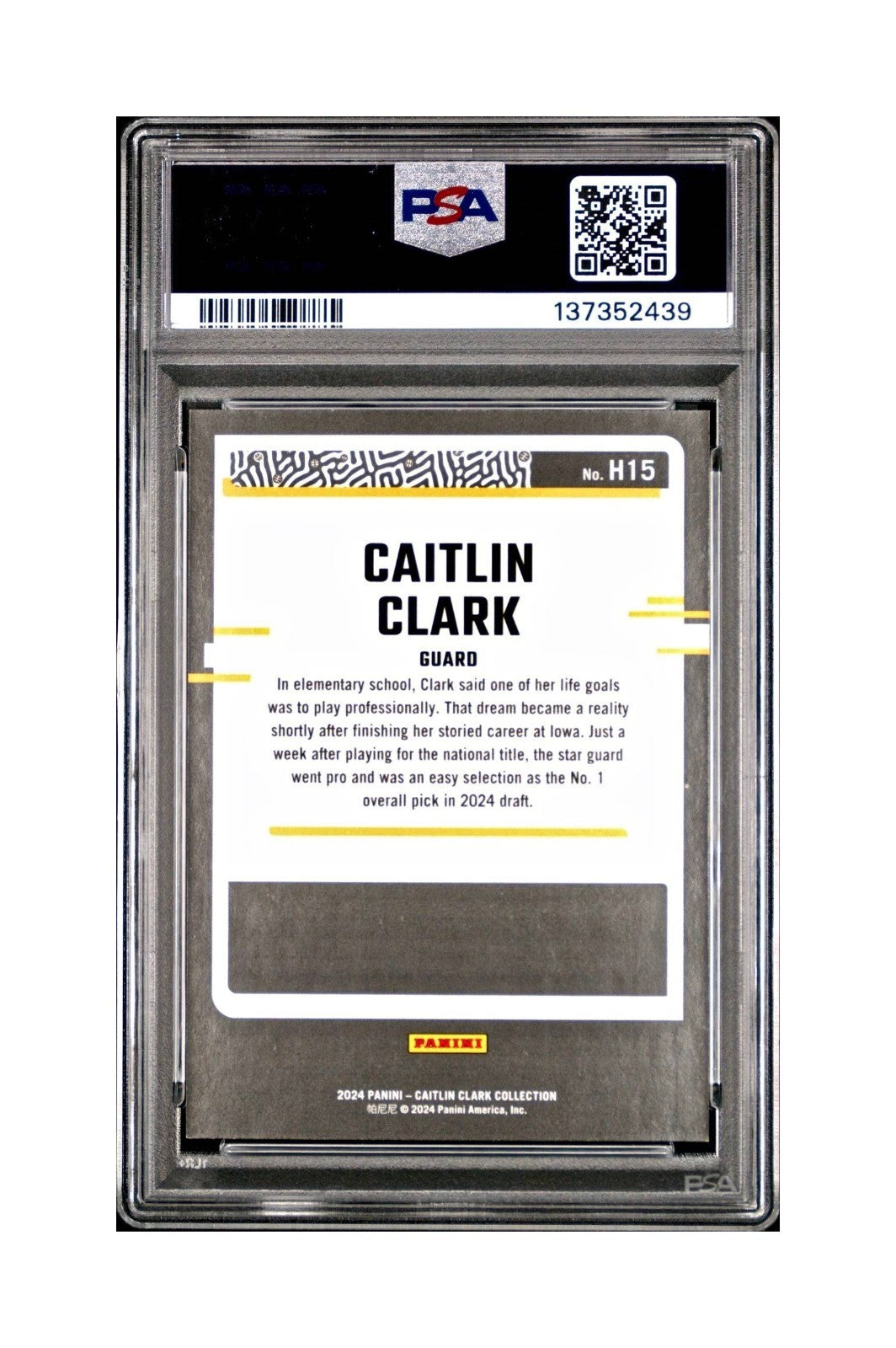 Caitlin Clark Collection 2024 #H15 135/399 Donruss Vortex PSA 9 Mint