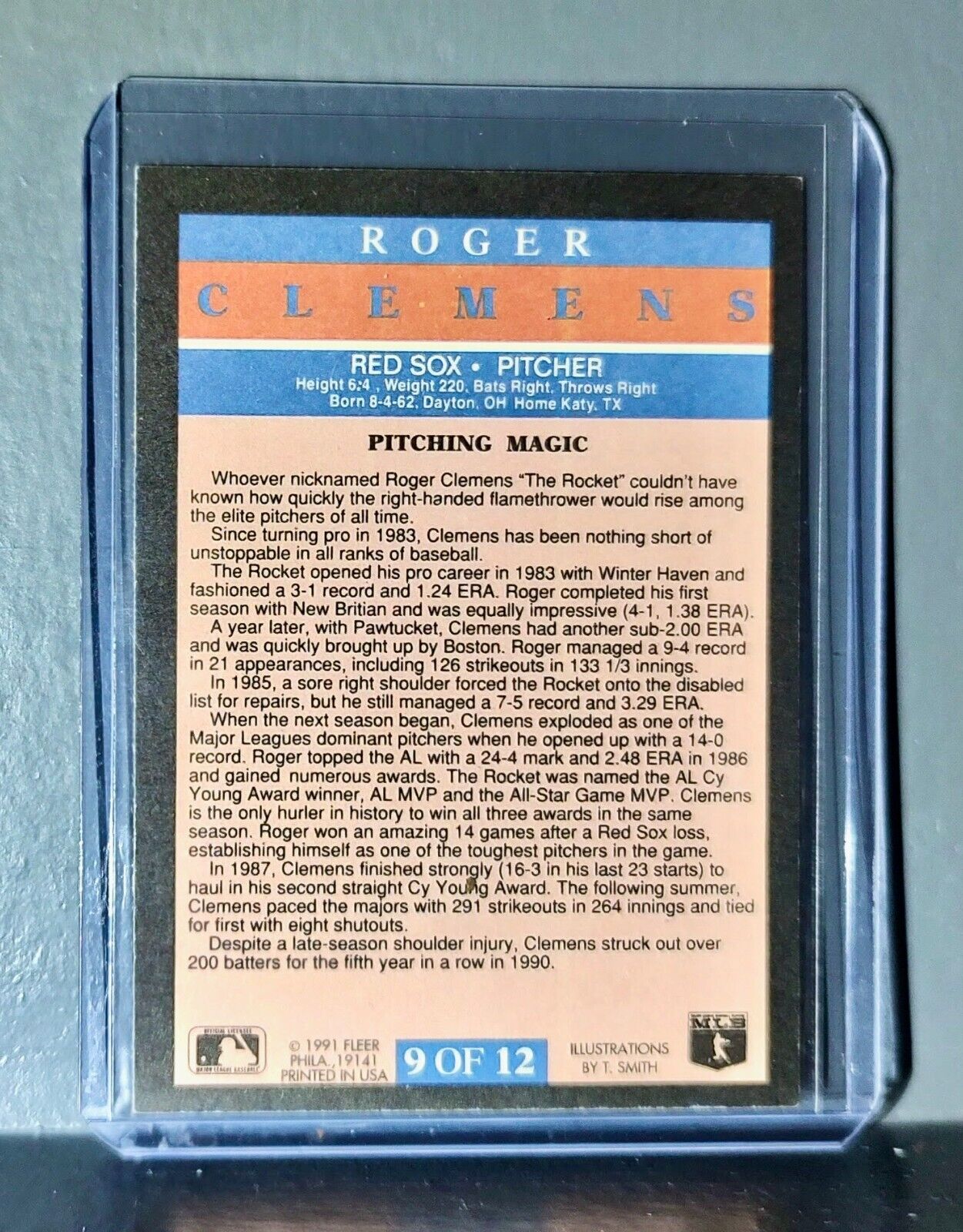 1991 Roger Clemens Fleer Baseball Card #9 Red Sox