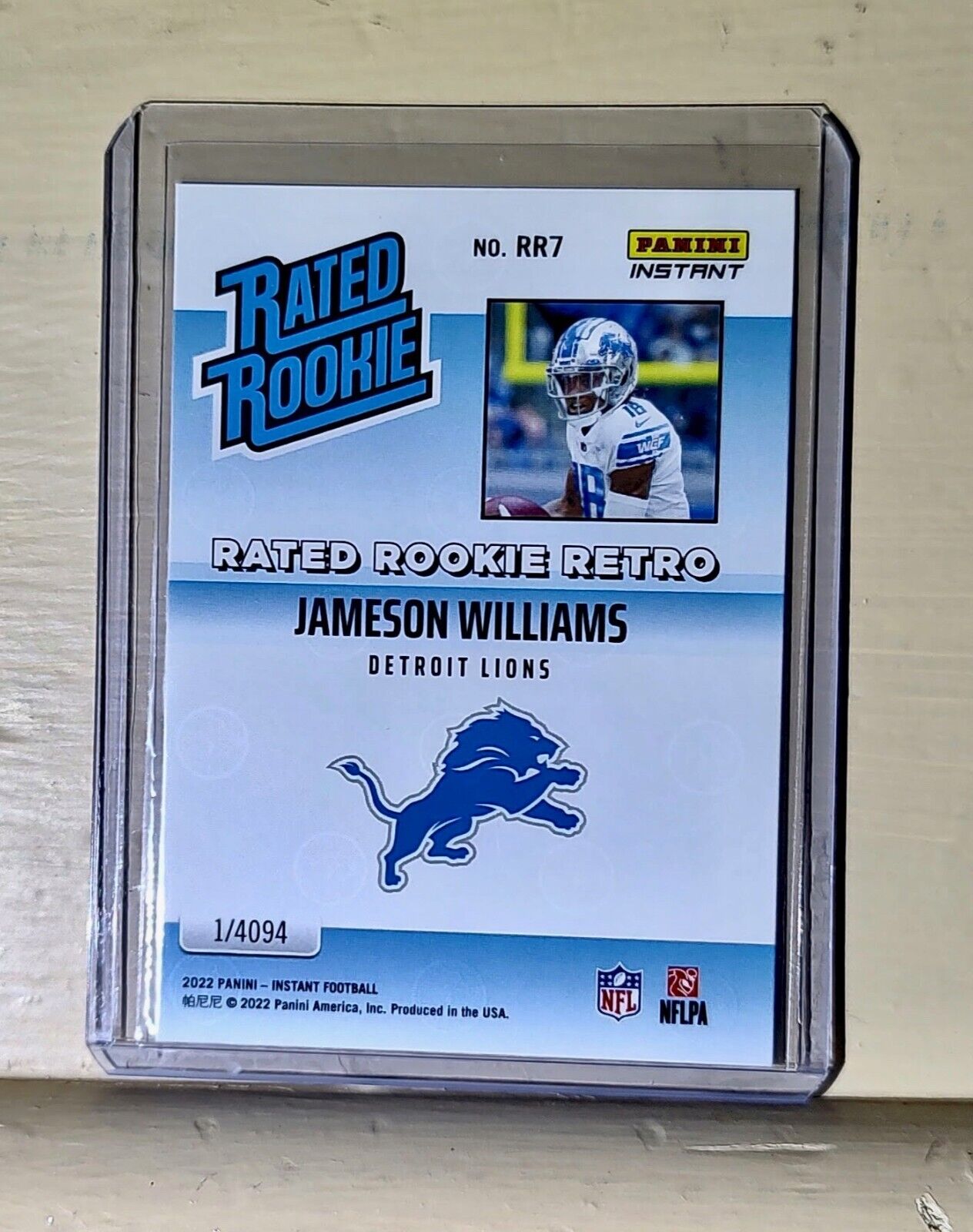 Jameson Williams 2022 NFL Panini #7 Rated Rookie Retro Football Card 1/4094