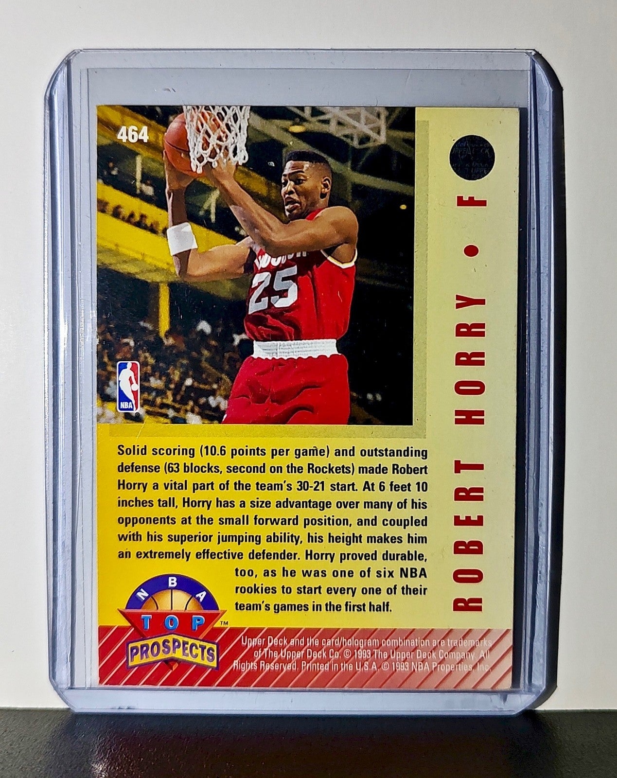 Robert Horry 1992-93 Upper Deck NBA #464 Top Prospect Card Houston Rockets