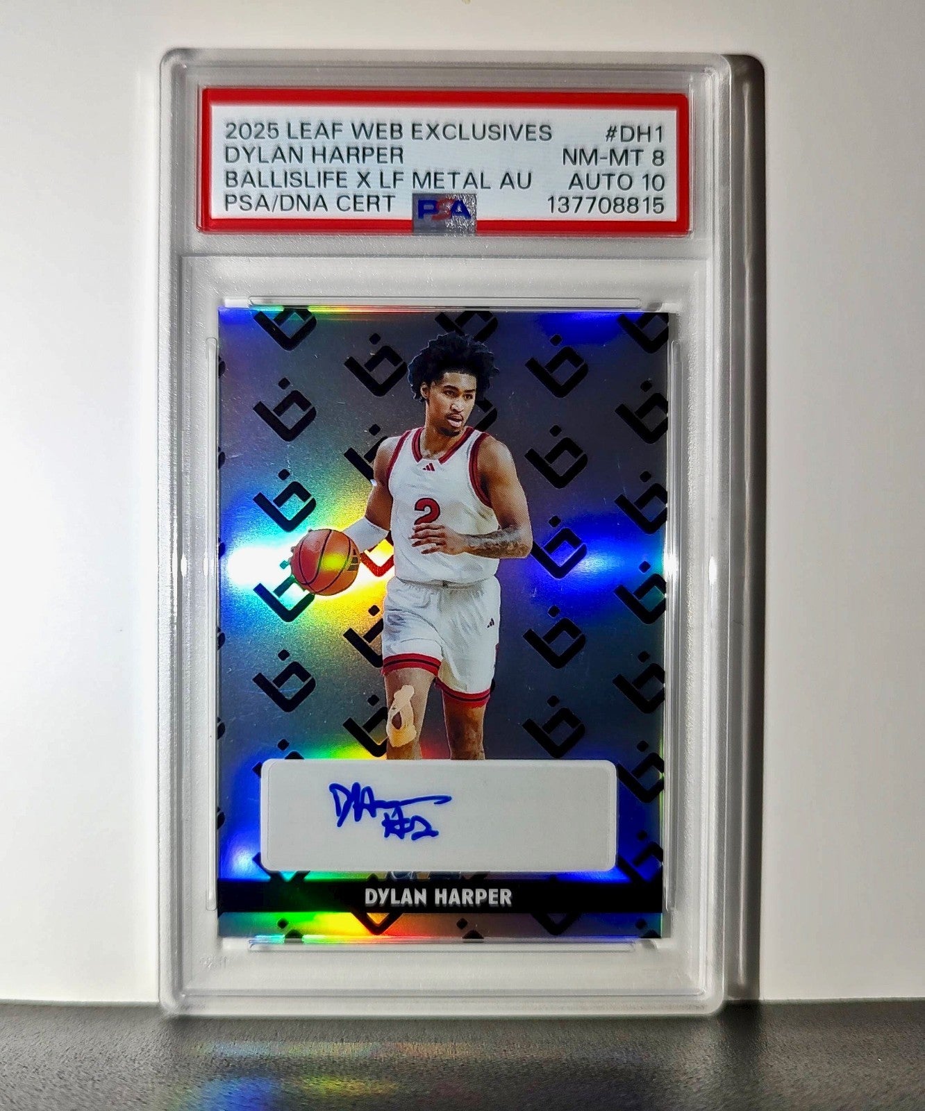 Dylan Harper 2025 Leaf Metal #BILA-DH1 Refractor PSA 8 Auto 10