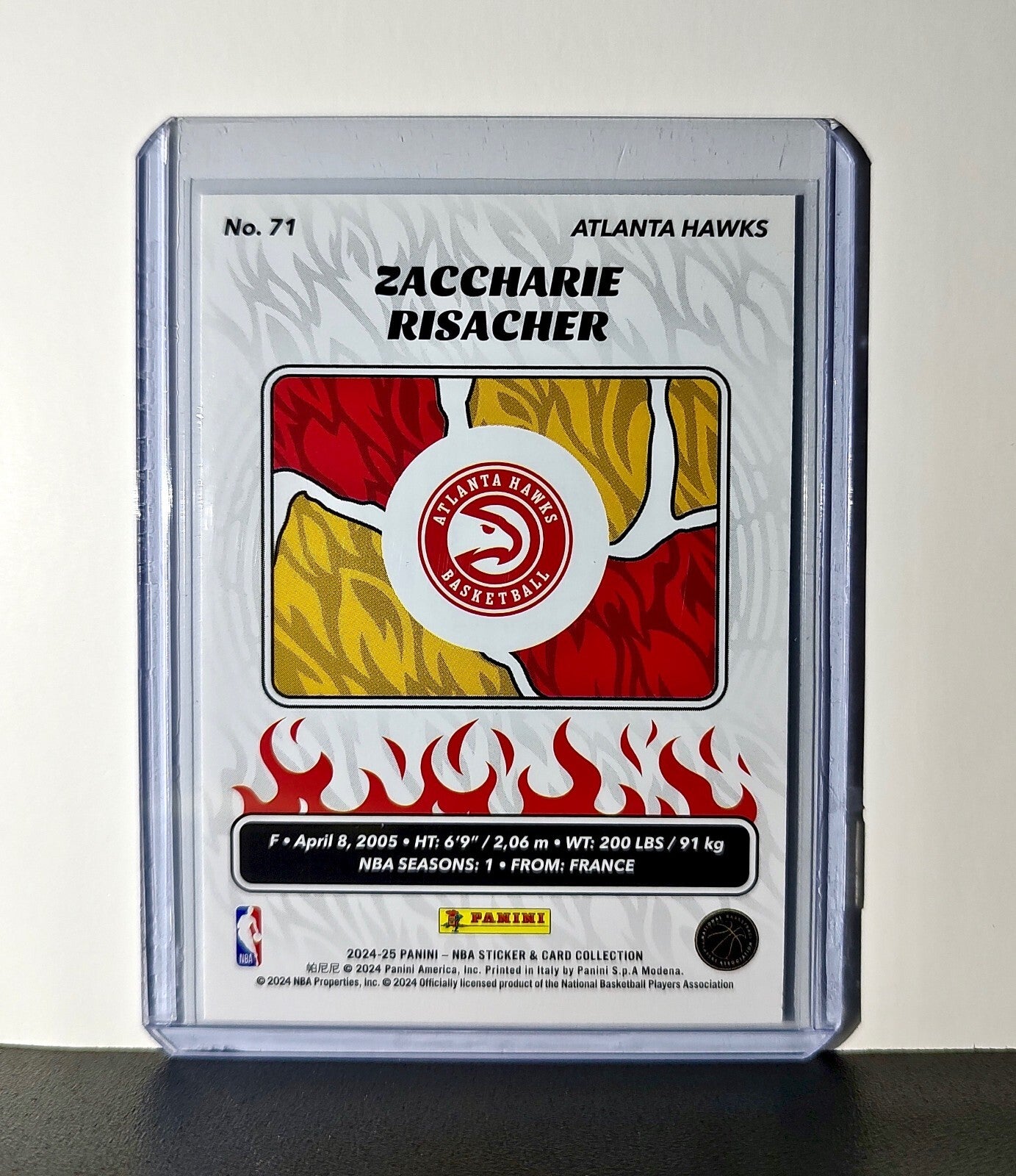 Zaccharie Risacher Rookie 2024-25 Panini NBA #71 Sticker Card Atlanta Hawks