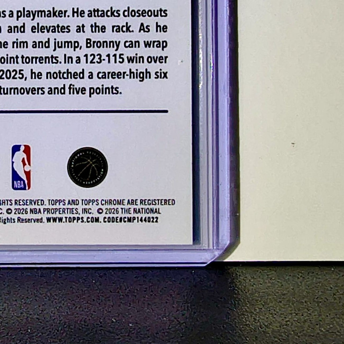 Bronny James Jr. 2025-26 NBA Topps Chrome Update #103 Card Los Angeles Lakers