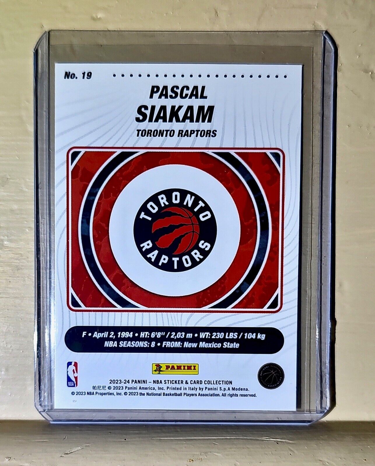 Pascal Siakam 2023-24 Panini NBA Basketball #19 Card Toronto Raptors