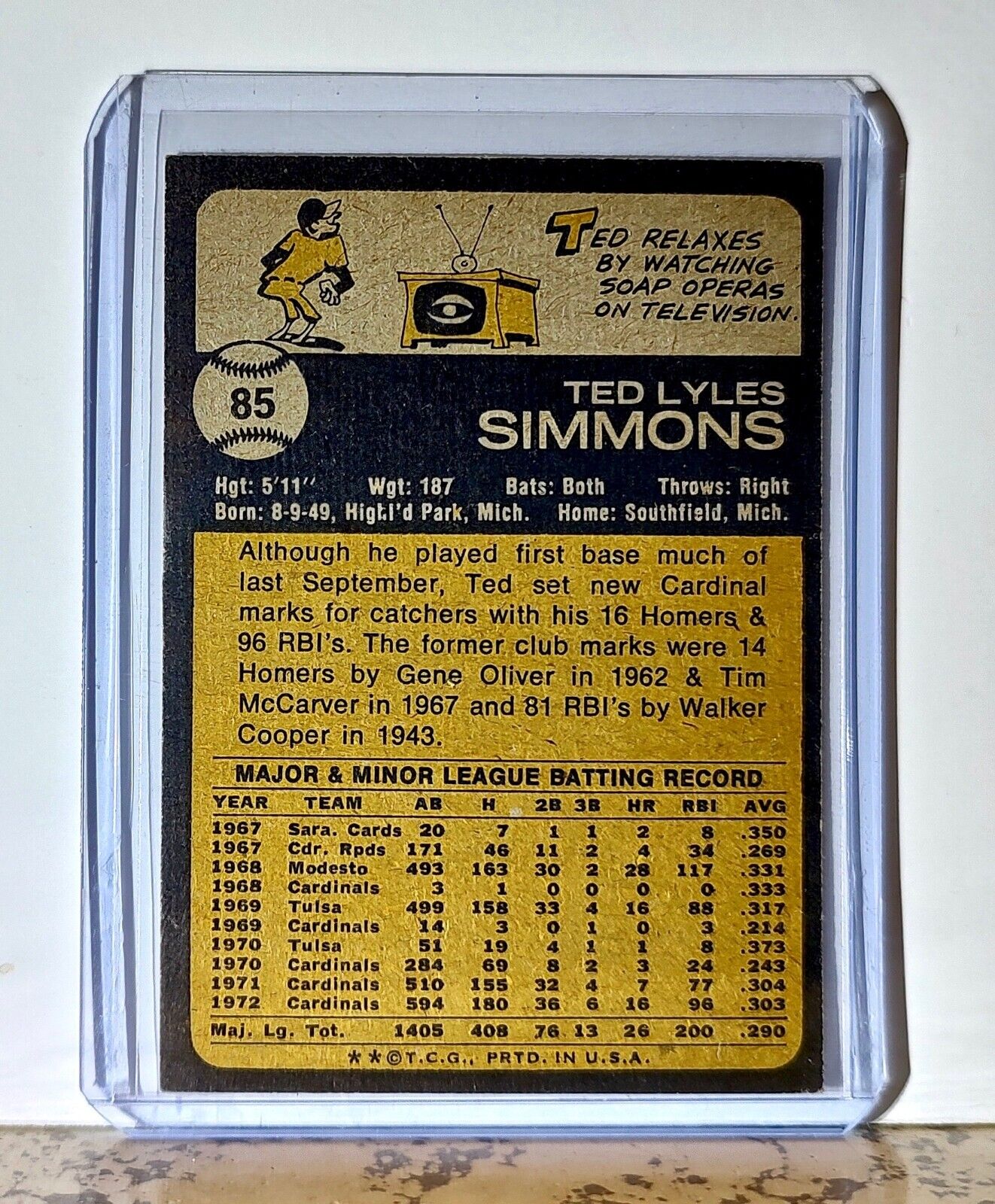 Ted Simmons 1973 Topps MLB #85 Baseball Card St. Louis Cardinals