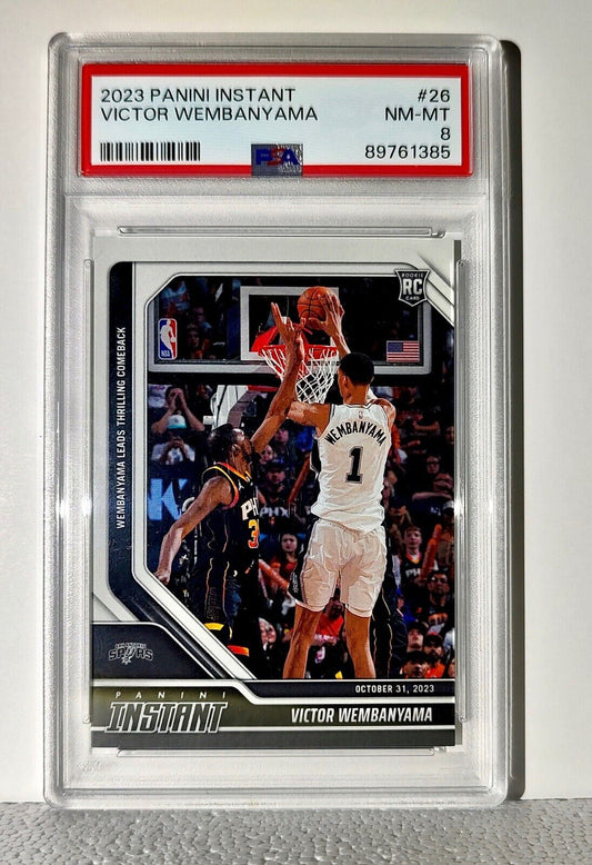 Victor Wembanyama 2023-24 Panini #26 NBA Rookie Card Spurs 1 of 10018 PSA 8 NM-M